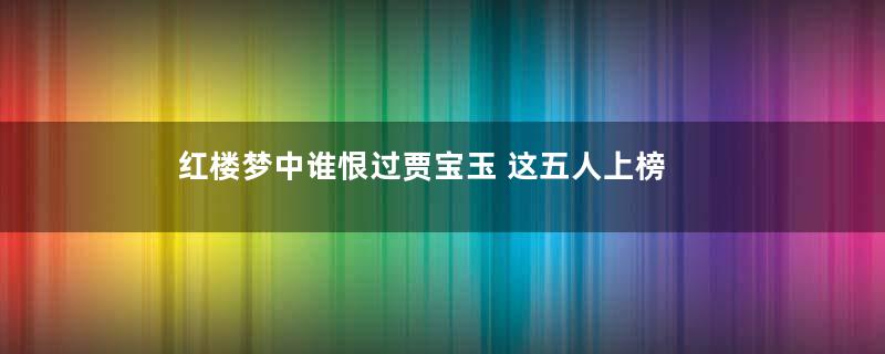 红楼梦中谁恨过贾宝玉 这五人上榜